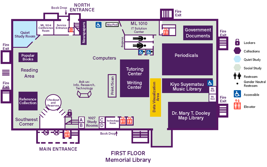 Memorial Library first floor plan layout