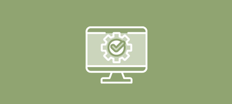 a computer with a check mark on it